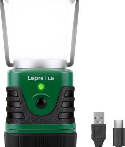 Lighting EVER 1000LM LED Camping Lantern Rechargeable, 4400mAh Power Bank, Camping Essential with 4 Light Modes, IP44 Waterproof Lantern Flashlight for Hurricane Emergency, Hiking, USB Cable Included